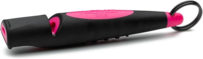 ACME Alpha 211.5 Professional Dog Training Whistle with Enhanced Ergonomic Grip. BPA-Free Plastic. 110 dBA. Long Range. Standardized Frequency. Weatherproof. Made in the UK (Black on Day Glow Pink)