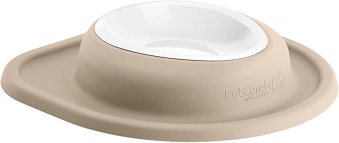 WeatherTech Single Low Pet Feeding System w/Plastic Dog/Cat Bowls - 16 oz (2 Cups) Tan (PSL1602TN)
