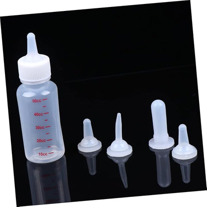 BESPORTBLE 4 Pack Pet Nursing Bottles for Small Animals 50ml Dog Cat Feeding Bottles 3 Sizes Nipples Cleaning Brush Kitten Milk Feeder