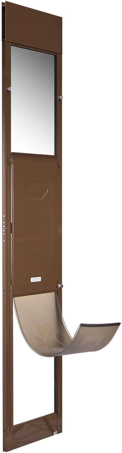 VEVOR Dog Door for Sliding Glass Door, 75 7/8 to 80 11/16 in Adjustable Height, Aluminum Alloy Frame with Rotating Hinges, Lock Design, 13 5/8 x 23 5/8 in Flap, Sliding Glass Pet Door for Renters