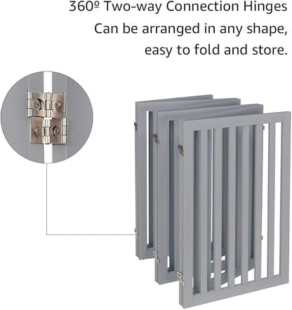 unipaws 120" Extra Wide Pet Gate, Free Standing Dog Gate for Doorways, Stairs, Foldable Gate & Room Divider, Wooden Puppy Playpen, Expandable Barrier for The House, Indoor Use (36" H, Grey)