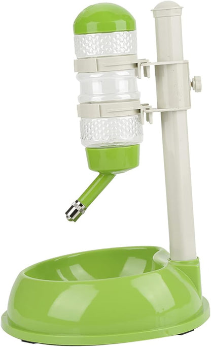 Adjustable Dog Bowl Feeder, Food Grade Plastic Pet Drinking Water Bottle and Food Dish Set with Adjustable Height, for Small Medium Large Dogs (Green)