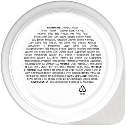 Blue Buffalo Delights Rotisserie Chicken Flavor in Gravy Small Breed Natural Wet Dog Food, 3.5 oz., Case of 12