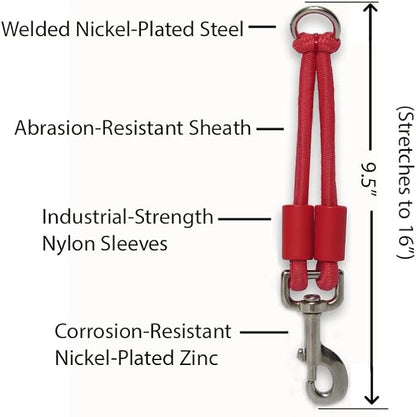 BUNGEE DOG LEASH EXTENSION – Patented Shock Absorber Attachment Protects You and Your Dogs – Works with ANY Leash & Collar or Harness – a MUST for Retractable Leashes – PICK SIZE/COLOR BELOW
