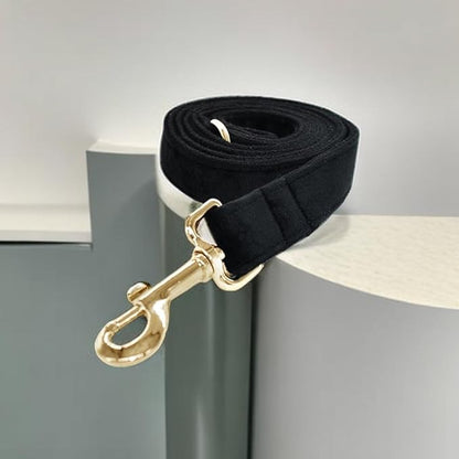 Love Dream Velvet Dog Collar and Leash Set, Soft & Comfy Adjustable Dog Leash and Collar with Heavy Duty Metal Buckle for Small Medium Large Dogs Training & Walking (Small, Black)