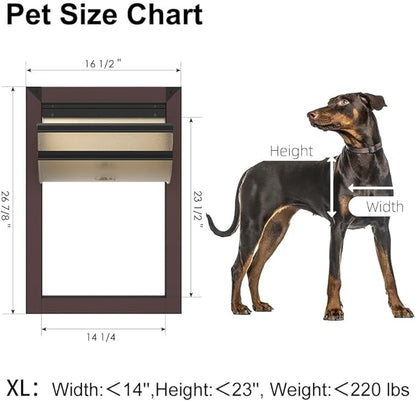 Rescumascer XL Dog Door for Door, Aluminum Extra Large Dog Door with Two Sliding Lock Panels, Large Pet Door for Dogs up to 220lbs