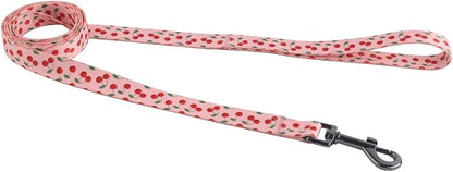 Harness and Leash Set, Floral Pattern, 5ft Matching Leash, No Pull, Easy Wear for Small Puppy Dogs.(XS, Pink Cherry)