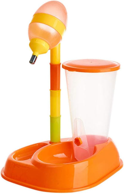 Pets Feeder Bowl Dog Dishes with A Cup Pet Automatic Feeder Pet Drinker Waterer Adjustable Detachable Dog Automatic Drinkers Orange