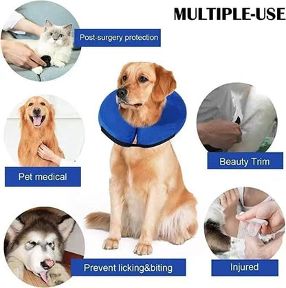 Inflatable Dog Cone Collar Soft Dog Recovery Collar Adjustable Pet Neck Protector After Surgery to Prevent Biting Licking