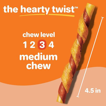Hartz Oinkies Hearty Twists with Real Chicken & Sweet Potato Rawhide-Free Dog Treats, Highly Digestible Dog Chews, 24 Count