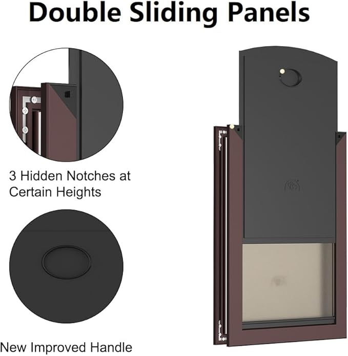 Rescumascer Large Dog Door for Door, Doggy Door with Two Sliding Lock Panels, Aluminum Doggie Door for Large Dogs up to 80lbs