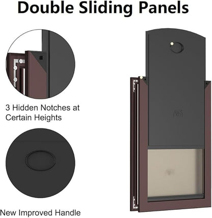 Rescumascer Large Dog Door for Door, Doggy Door with Two Sliding Lock Panels, Aluminum Doggie Door for Large Dogs up to 80lbs