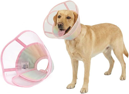 Touchdog Soft Dog Cone Collar,Waterproof & Foldable Elizabethan Collar for Dogs After Surgery, No Lick Recovery E-Collar, Comfortable Protective Cone Alternative for Small Medium Large Dogs (Pink, S)
