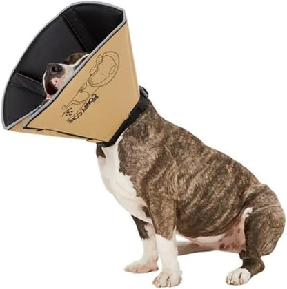 All Four Paws Comfy Cone Pet Cone for Dogs, Cats, Large, Tan - Comfortable Soft Dog Cone Collar Alternative for After Surgery, Wound Care, Spay, Neuter - Dog and Cat Recovery Elizabethan-Collar