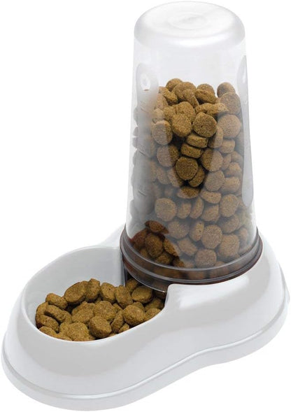 Ferplast Food or Water Dispenser for Dogs and Cats AZIMUT 1500 Pet Dispenser 1, 5 Liter Dry Food Feeder Water Feeder, Sturdy Plastic, Non-Slip Bottom, 16,5 x 25 x h 24,5 cm White