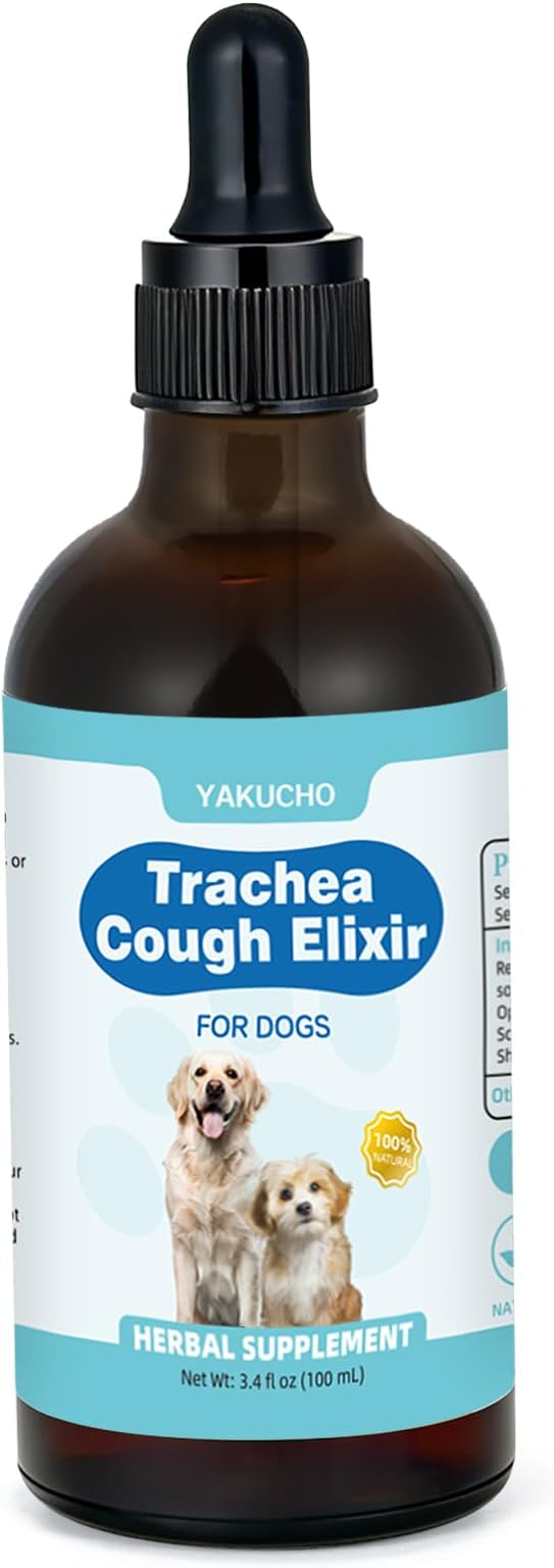 Yakucho Collapsed Trachea Treatment Liquid for Dog, 3.4 FL OZ Trachea Cough Elixir, Herbal Throat & Airway Comfort Formula for Dogs, Daily Respiratory Wellness Support, Easy to Administer