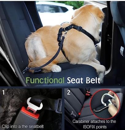 VavoPaw Dog Seat Belt, Safety Vest Dog Car Harness with Adjustable Buckle Dog Seat-Belt for Vehicle Nylon Pet Safety Seats Belts Heavy Duty(XL, Magenta)