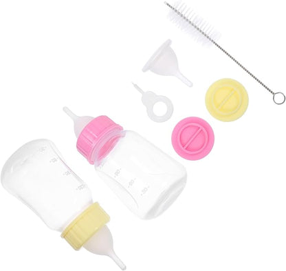 KESYOO 2PCS Leak Proof Kitten Milk Bottle Sturdy Plastic PET Feeder Nipple for Nursing Small Cats and Puppies for Newborn Animal Feeding