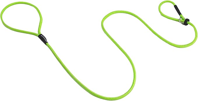 Dog & Field Signature Slip Lead for Dogs, Lime Green. 4ft Lightweight Dog Slip Leash with Sliding Rubber Stopper. Training Lead for Dogs, Thin Slip Lead, No Collar or Harness Needed (Lime Green)