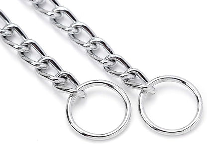 Chain Choke Collar for Dogs, Metal Slip Link Training Heavy Duty Dog Collar Martingale Puppy Collars for XXS XS Small Medium Large Big XL Breed Dogs (Silver, M(Neck Max 18inch) D3mm)