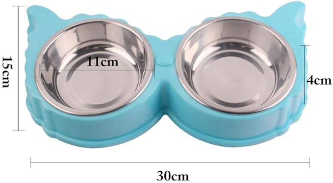 Pets Feeder Bowl Dog Dishes Large Size Double Dog Bowl Stainless Steel Water Food Bowls Feeder Solution for Dogs Cats Pet Supplies Blue