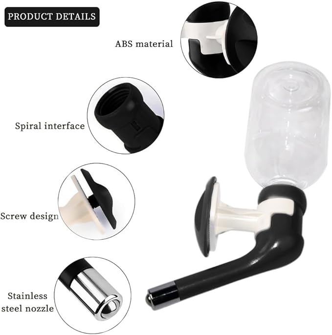 Andiker No-Drip Dog Water Dispenser Bottle-Dog Kennel Cage Water Dispenser Water Drinker Kettle for Pets can be Raised and Lowered Drinking Water Feeding Cage Water Bottle for Dogs (Black)
