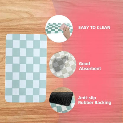 Cat Feeding Mat Dog Feeding Mat Absorbent Dog Cat Bowl Mat (Green, 12" x19")