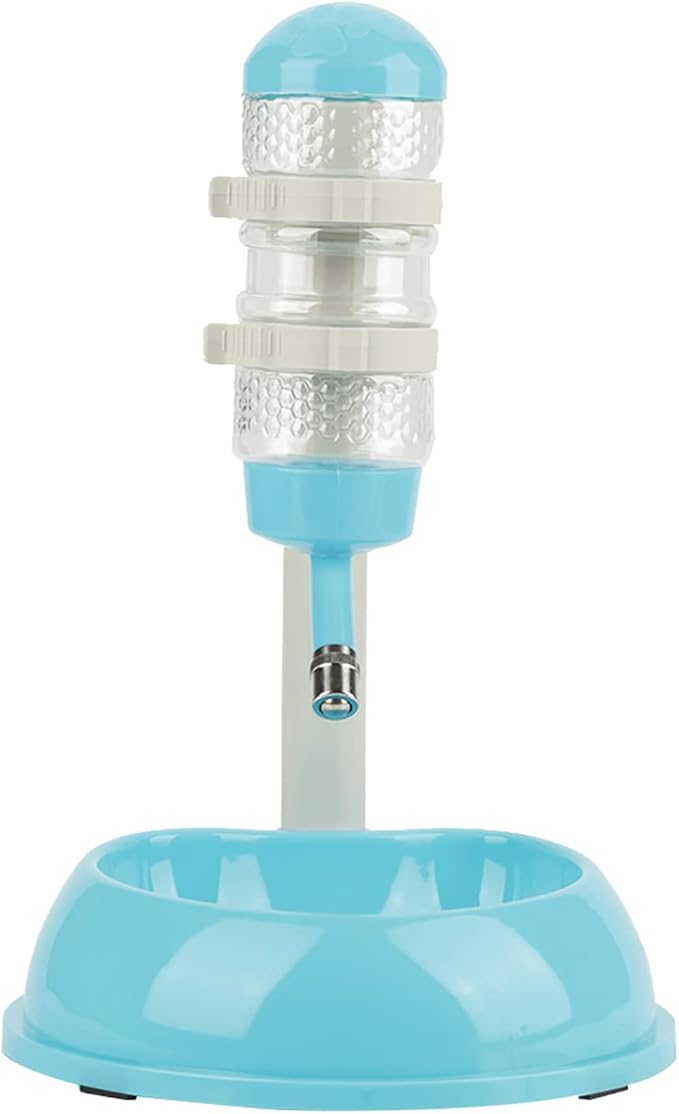 Adjustable Dog Bowl Food Dispenser Drinking Bowl Feeder for Pets Cats Dogs (Blue)