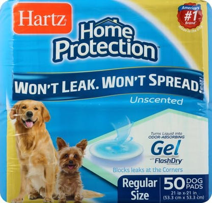 Hartz Home Protection Super Absorbent Odor Eliminating No Leaks Dog Pads,50 Count (Pack of 3)