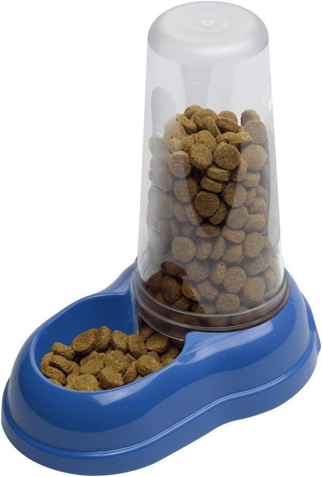 Ferplast Food or Water Dispenser for Dogs and Cats AZIMUT 1500 Pet Dispenser 1, 5 Liter Dry Food Feeder Water Feeder, Sturdy Plastic, Non-Slip Bottom, 16,5 x 25 x h 24,5 cm Blue