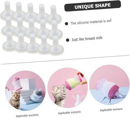 HANABASS 20pcs Pet Feeding Supplies Puppy Kitten Pacifiers and Milk Bottle Nipples for Hand-Feeding Small Animals Easy to Clean and Install