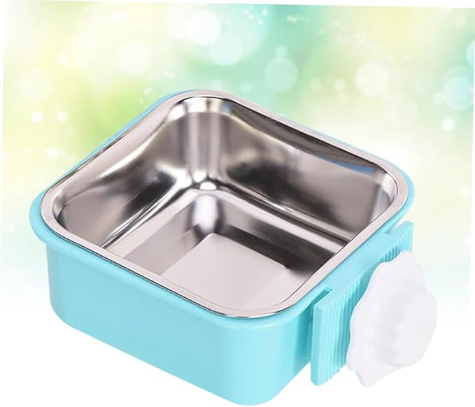 Milisten Stainless Steel Pet Feeding Bowl Fixed Hanging Water Bowl for Cage Removable for Easy Cleaning Blue s Size