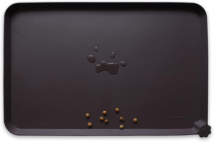 Hoki Found L Silicone Non Slip Pet Dog Cat Bowl Mats - Waterproof Dog Cat Food Mats - Dark Oak