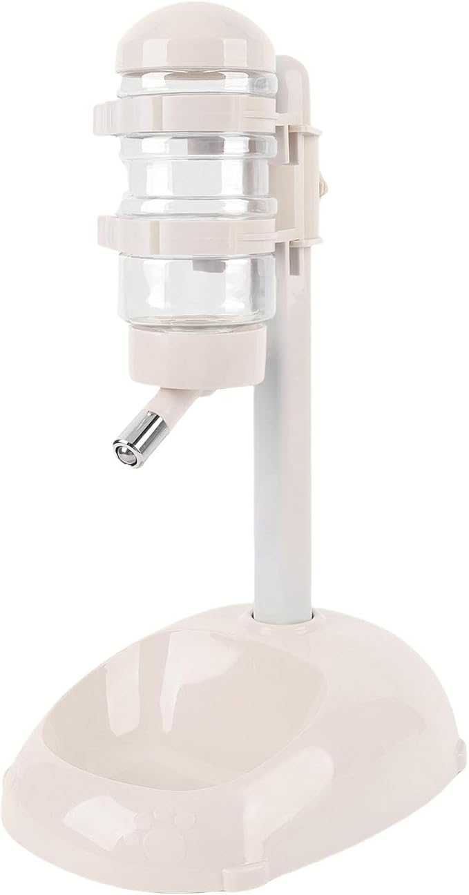Zopsc Pet Adjustable Height Standing Water Dispenser for Puppies, Smart Feeder for Dogs and Cats, Easy to Clean Bowl for Healthy Pets (Creamy White)