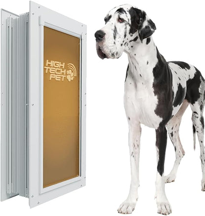 DuraFlex Aluminum Frame Pet Door for Extra Large-Sized Dogs (100+ lbs.) by High Tech Pet - Easy Installation Dog Door, Wall Mount, Air Tight, Security Panel (12.5" X 25" Pet Opening) - AF-3-XLW