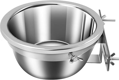 Water Bowl for Dogs No Spilling Large Dogs Crate Stainless Steel Hanging Food Bowls with L-Shaped Feeder for Kennel, L(2200ml/74oz)