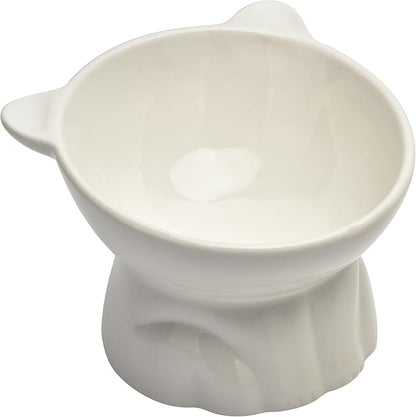 Elevated Cat Food Bowl,9 Oz Ceramic Raised and Tilted Water Bowl,Anti Vomiting and Protect Pets Spines Dishes for Fat Faced Cat, Indoor Cats,Kitten,Small Dog (Green)
