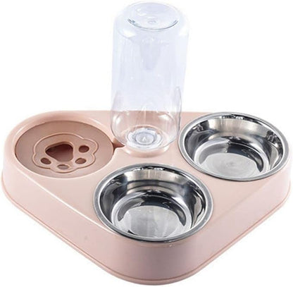 Pet Dog Feeder Automatic PP Cat Bowls Dog Cage Accessory Food Water Pet Feeding Feeder Water Dispenser Dog Supplies(Pink)