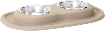 WeatherTech Double Low Pet Feeding System - Compact and Portable Dog/Cat Food and Water Station - 8 oz (1 Cup) Tan (DL0801TN)