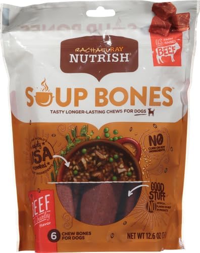 Nutrish Soup Bones Premium Dog Chews with Real Beef and Barley,6 Chews (Rachael Ray),(Pack of 2)