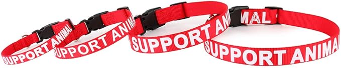 Plutus Pet Support Animal Collar,Printed in Large Letters on Nylon Webbing,Prevents Accidents by Warning Others of Your Dog in Advance,Two Colors,Four Sizes,Neck 8-12 inch,Extra Small,Red