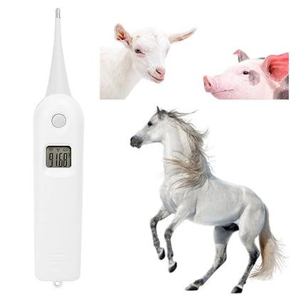 Tiiyee Pet Thermometer, Fast Digital Veterinary Thermometer Electronic Accurate Temperature Readings with Waterproof Flexible Round Tip for Cats Dogs Horse Cattle Pigs Sheep Livestock Fever Detection