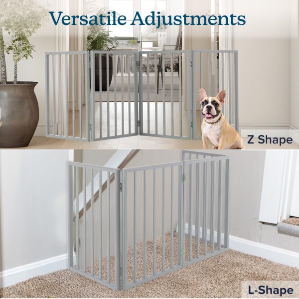 PETMAKER 4-Step Foldable Dog & Cat Stairs for Beds, Couches, Cars – Portable Indoor Outdoor Pet Steps for Small Dogs, Puppies, Kittens & Senior Pets, Lightweight Design, Carpeted Pads (Gray)
