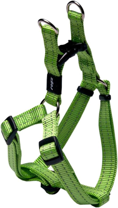Reflective Adjustable Dog Step in Harness for Medium Dogs; matching collar and leash available, Green