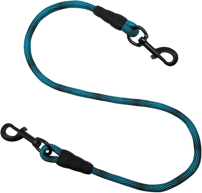 BTINESFUL 3FT Dog Tie Down, Nylon Rope Short Dog Tether Indoor Training Safety Vehicle Tether for Large Medium Strong Puppy Blue Black