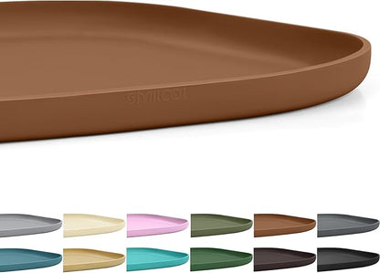 SMILOOL Small Silicone Pet Food Mat with Raised Edge for Food and Water Bowl, Square Dog Feeding Mats, Cat Food Trays for Floor Waterproof, Rubber Tray for Dogs and Cats, 12 x 12 x 0.7 Brown