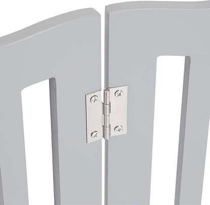 Pet Gate, Wooden Free Standing Dog Gate for Small Dogs and Cats. Great Folding Fence for Doorways, Halls, Stairs. Grey