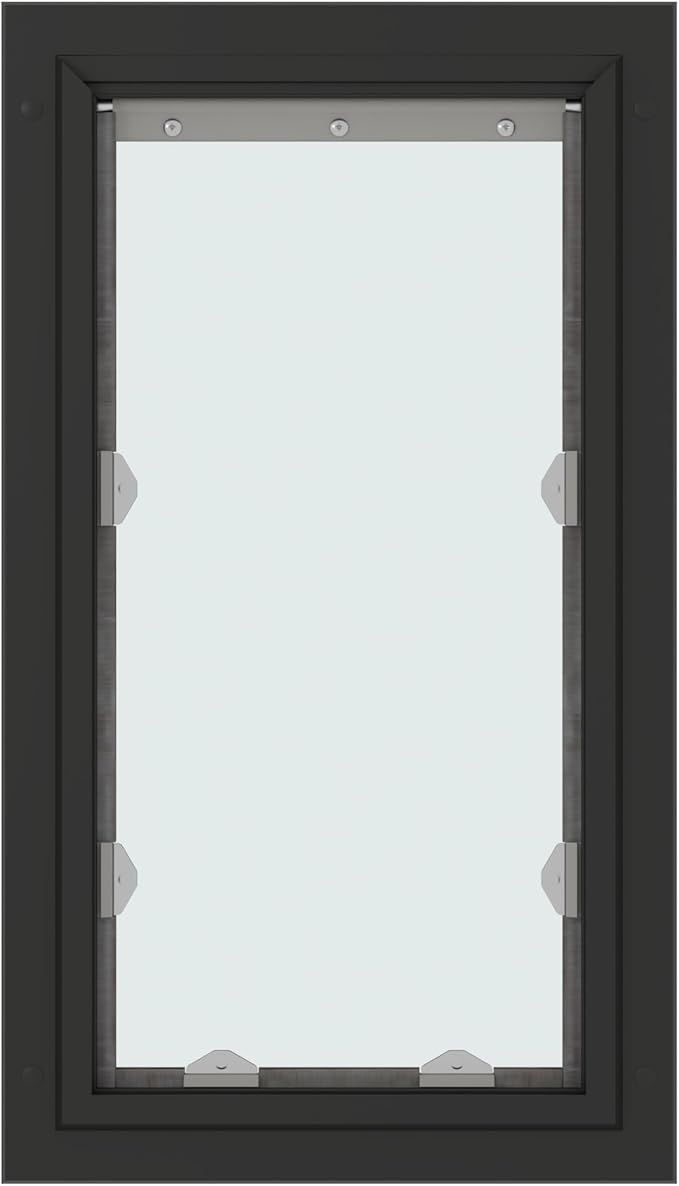 Liberty Pet Door for Doors | Clear Vinyl Dog & Cat Flap for Interior & Exterior Doors | Durable Rust-Free Aluminum Frame | Black, Large, Single Flap