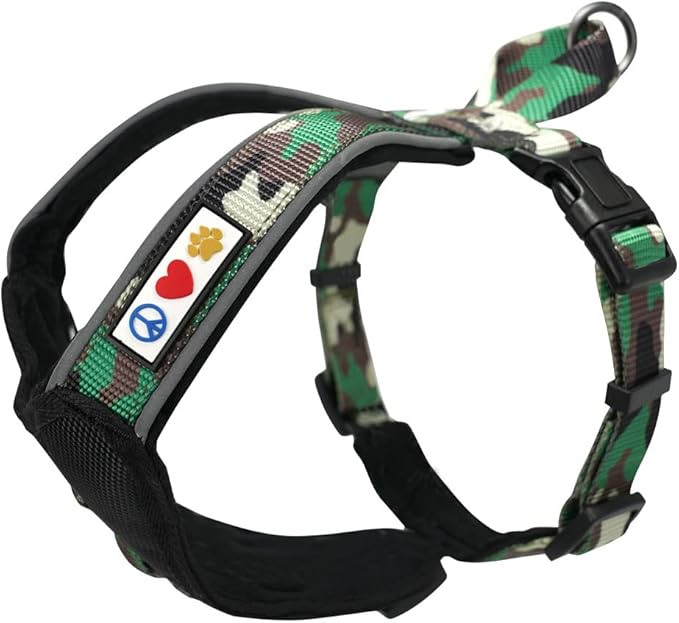 Pawtitas Value Bundle Set | Large Padded Dog Harness + Medium Padded Dog Collar + Large Padded Leash - Green Camo Set