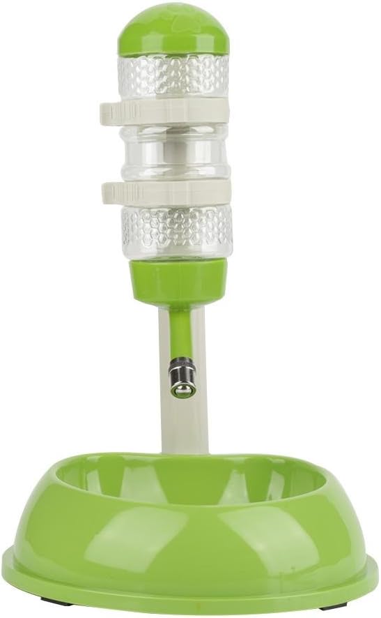 Dog Water Bottle Bowl,Automatically Feeding Water Height Adjustable Dispenser for Dog Cat(Green)